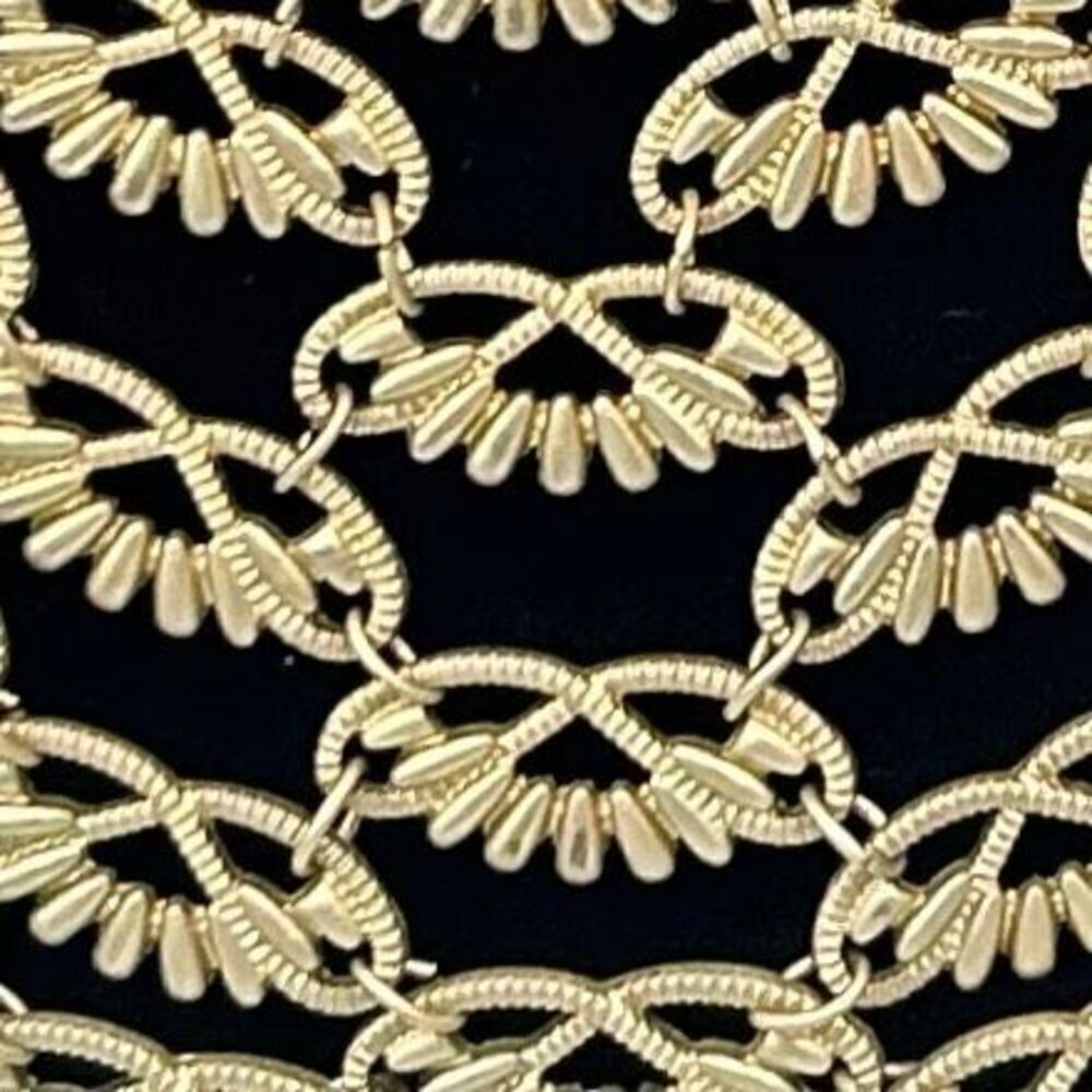 Vintage Turkish Bib Statement Necklace Gold-tone Fire Flies Chainmail Adjustable - Picture 5 of 6